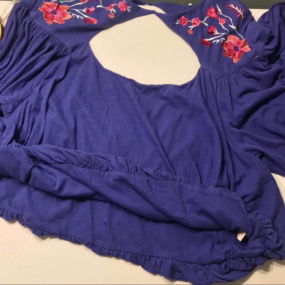 Free People Top Embroidered Lita Floral Cut-Outs - Picture 6 of 8